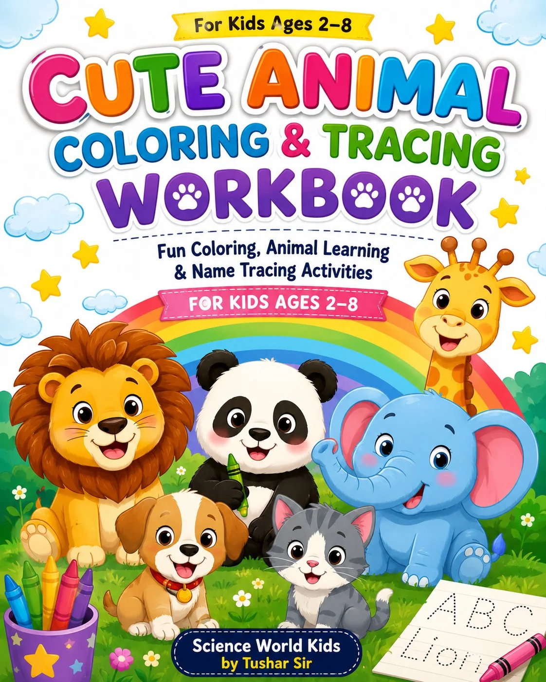 Cute Animals Coloring & Tracing Workbook for Kids | Ages 2–8